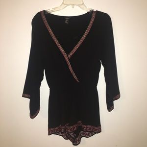 Black Deep V-Neck Romper